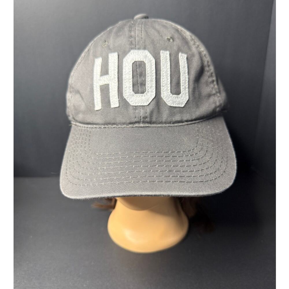 Aviate Brand HOU Houston TX Hat Gray White Embroidered Airport Code Baseball Cap